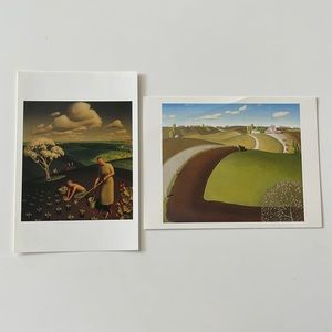 Grant Wood Postcards Spring in the Country & Spring Plowing